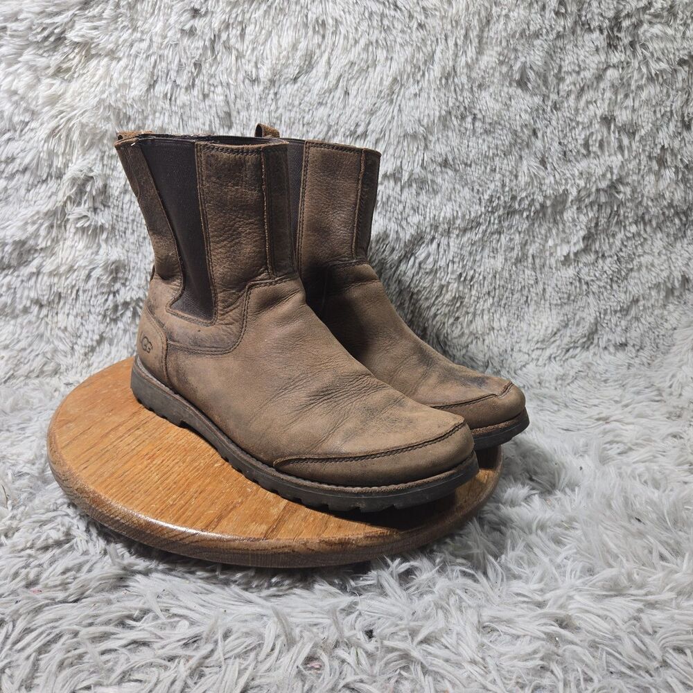 Ugg Mens Outdoor Brown Leather Tall Biker Ridding Boots Model 3032 Size 12 Boots
